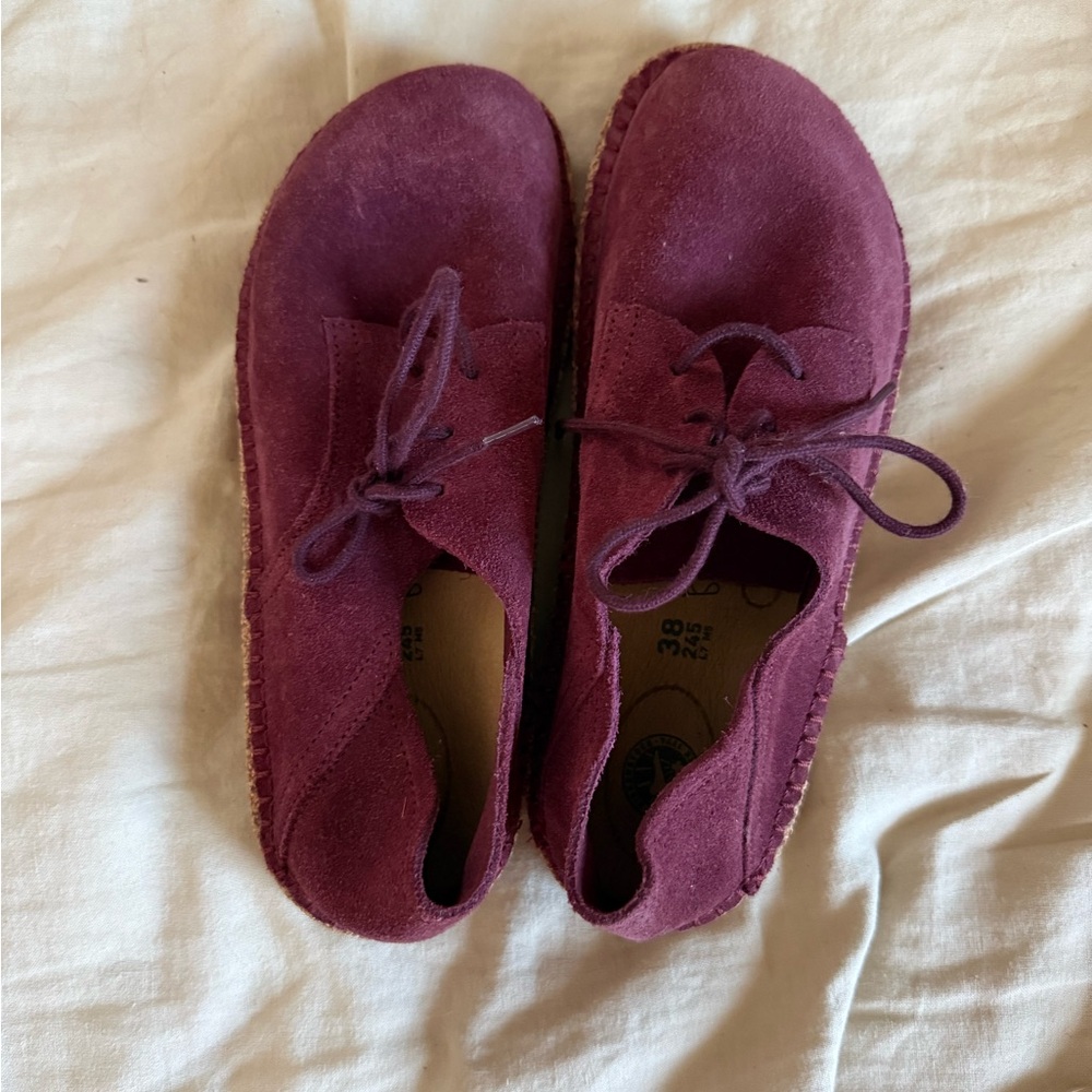 Birkenstock Burgundy Suede Shoes